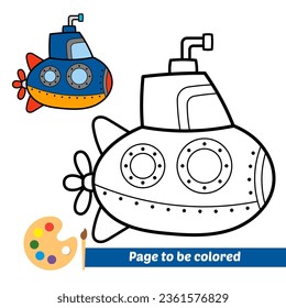 libro de coloración para niños, vector submarino