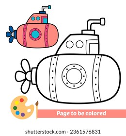 libro de coloración para niños, vector submarino