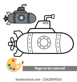 coloring book for kids, submarine vector