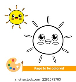 coloring book for kids, sun vector