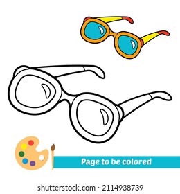 Coloring book for kids, sunglasses vector