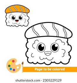 coloring book for kids, sushi vector