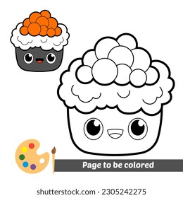 coloring book for kids, sushi vector