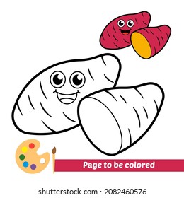 Coloring book for kids, sweet potato vector