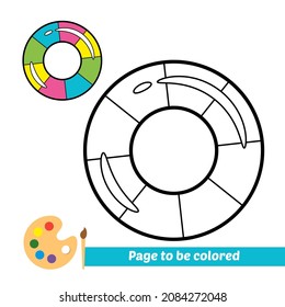 Coloring book for kids, swim ring vector