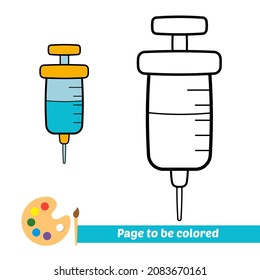 Coloring book for kids, syringe vector