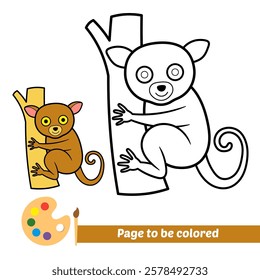 coloring book for kids, tarsier vector