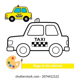 Coloring book for kids, taxi vector