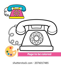 Coloring book for kids, telephone vector