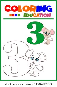 coloring book for kids, three little mouse