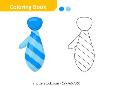 Coloring book for kids, tie vector