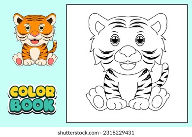 Coloring book for kids tiger