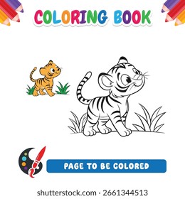 Libro para colorear para el Vector del tigre de los niños