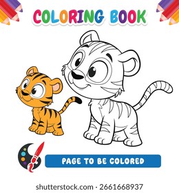 Libro para colorear para los niños, Vector del tigre