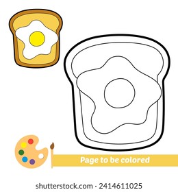 coloring book for kids, toast and egg vector