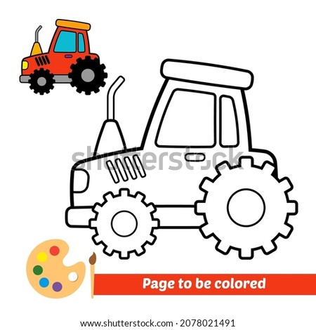 Coloring book for kids, tractor vector
