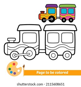 Coloring book for kids, train vector