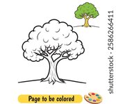 coloring book for kids, tree vector, tree cartoon character coloring page vector illustration