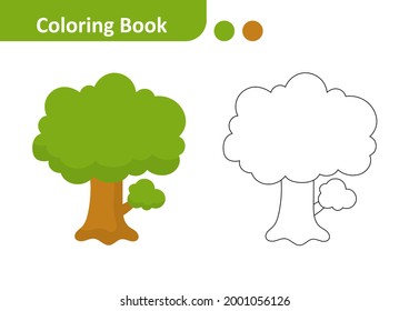 Libro de coloración para niños, vector de árbol