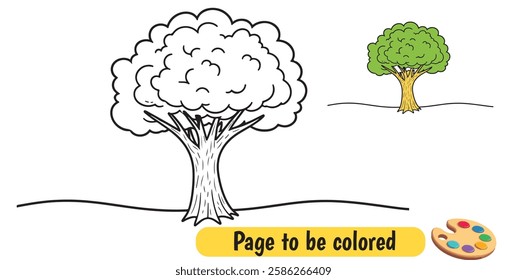 coloring book for kids, tree vector, tree cartoon character coloring page vector illustration