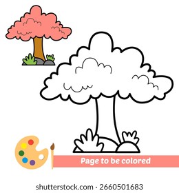 coloring book for kids, tree vector