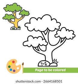 Libro para colorear para los niños, Vector del árbol