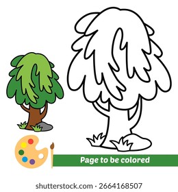 coloring book for kids, tree vector
