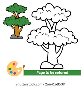Libro para colorear para los niños, Vector del árbol
