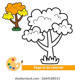 livro de colorir para crianças, vetor de árvore