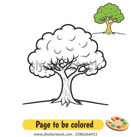 coloring book for kids, tree vector, tree cartoon character coloring page vector illustration