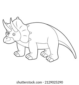 Coloring book for kids, triceratops dinosaur. Vector isolated on a white background