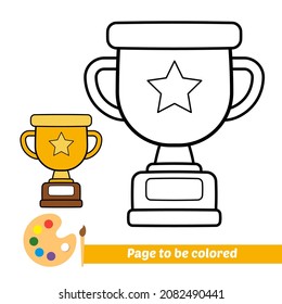 Coloring book for kids, trophy vector