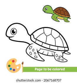 Coloring book for kids, turtle vector
