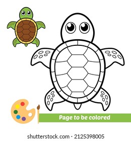 Coloring book for kids, turtle vector