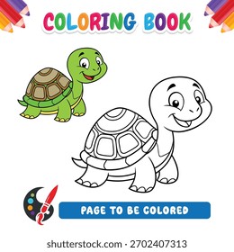 Libro para colorear para niños Vector de la tortuga