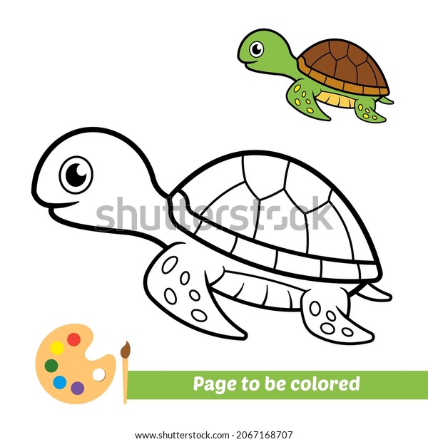 Coloring book for kids,\
turtle vector