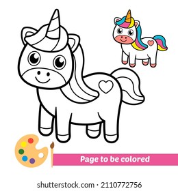 Coloring book for kids, unicorn vector