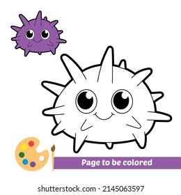 Coloring book for kids, urchin vector