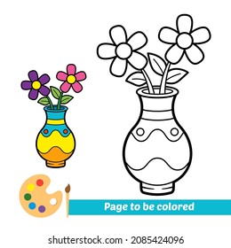 Coloring book for kids, vase vector