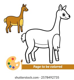 coloring book for kids, vicuna vector
