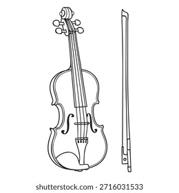 Coloring book for kids, violin vector illustration