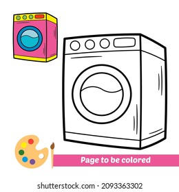 Coloring book for kids, washing machine vector