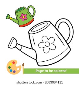 Coloring book for kids, watering can vector