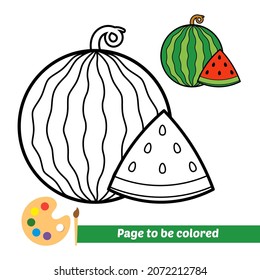 Coloring book for kids, watermelon vector