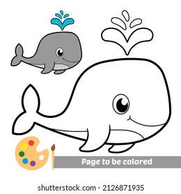 Libro de coloración para niños, vector de ballena