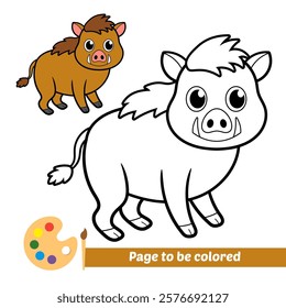 coloring book for kids, wild boar vector