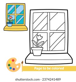 coloring book for kids, window vector