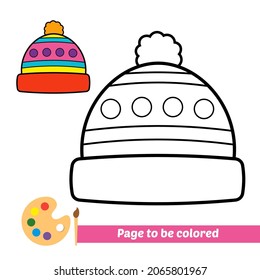 Coloring book for kids, winter hat vector