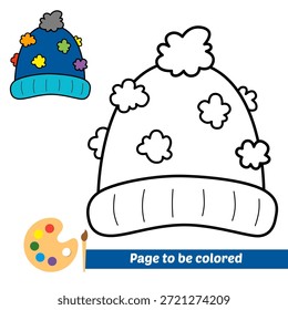 coloring book for kids, winter hat vector
