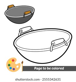 coloring book for kids, wok vector